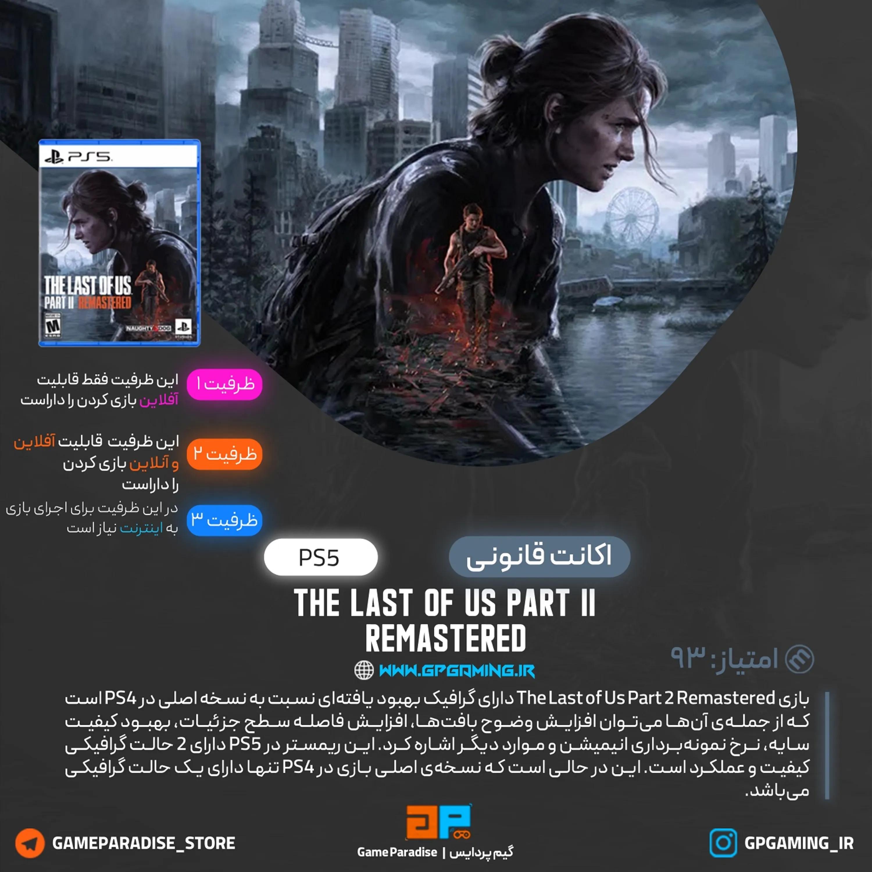 اکانت قانونی The Last of Us Part II Remastered برای PS5
