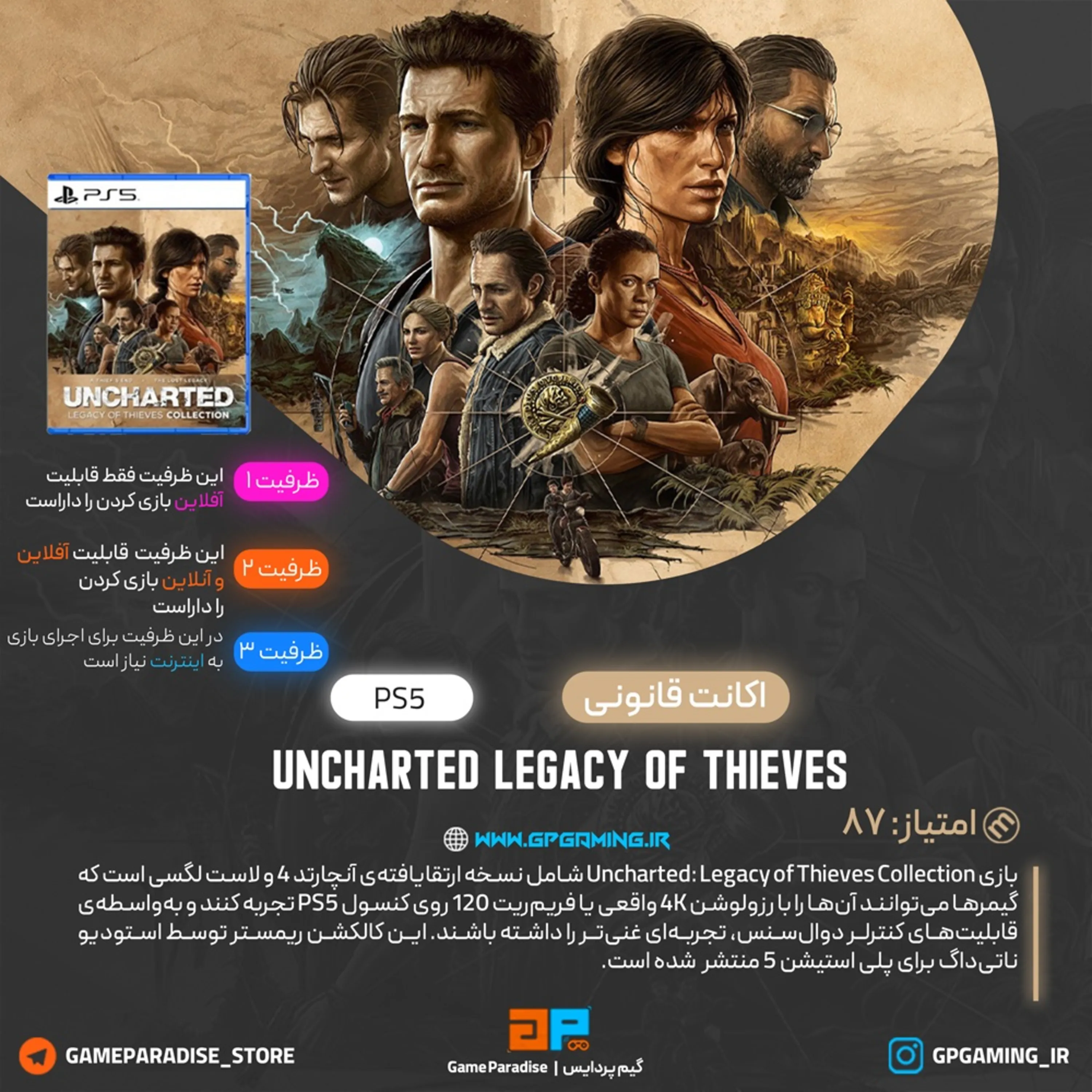 اکانت قانونی UNCHARTED: Legacy of Thieves Collection برای PS5