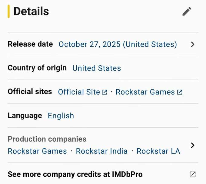 شایعه: IMDB به اشتباه تاریخ انتشار GTA VI را لو داد