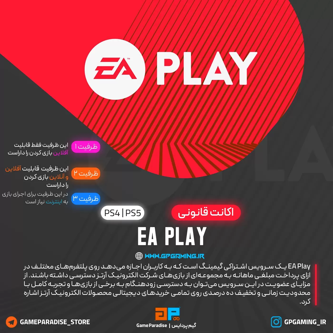 اشتراک قانونی EA Play 12 Month برای PS4 & PS5